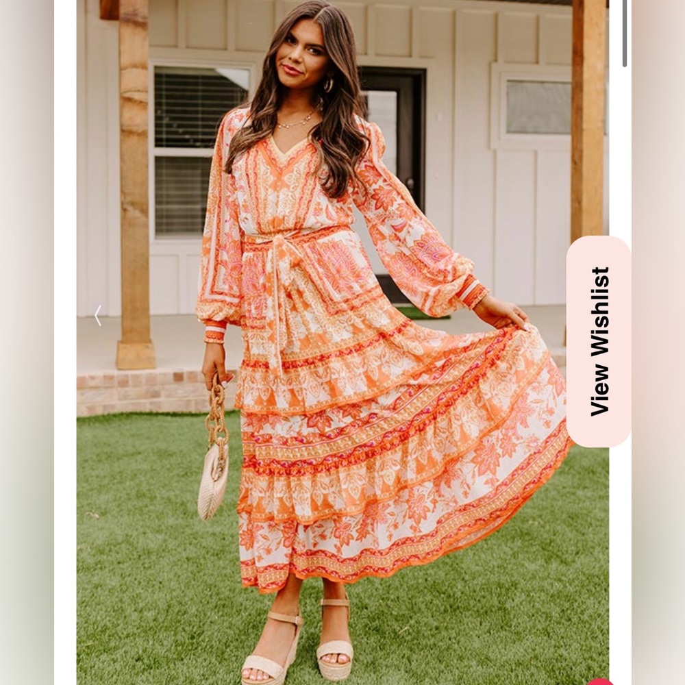 Orange and Pink Patterned Maxi